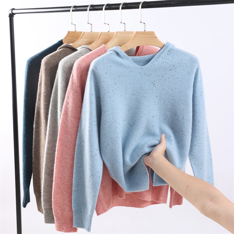 帽衫2024春秋装新款韩版宽松显瘦套头女士针织上衣潮，女装羊毛衫，片语羊绒