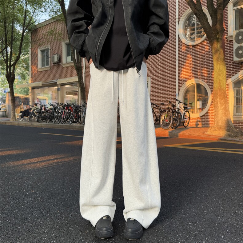 A429-YK327-特批45棉含秋冬重磅阔腿弯刀休闲百搭宽松卫裤，男装休闲裤，电商A429