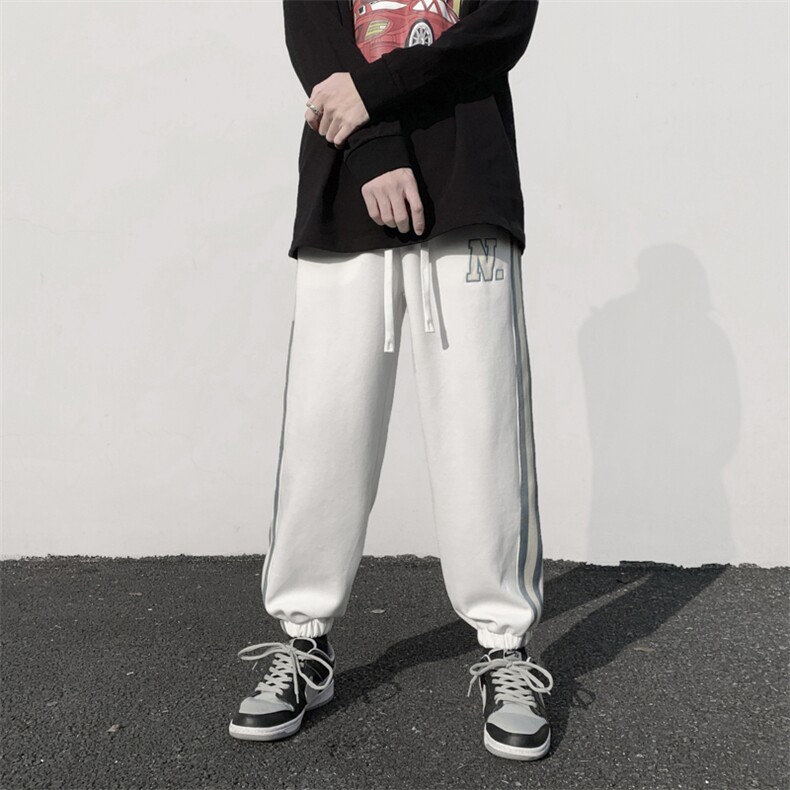 2023春新款直播数据款撞色条纹束脚休闲运动裤KZ13-P50控79,男装休闲裤,星座914-3