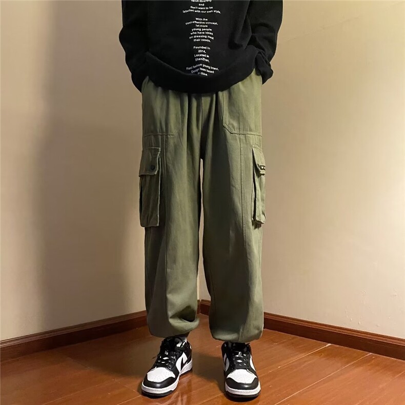 多口袋大码潮牌痞帅束脚工装裤子男款宽松休闲长裤-KZ31-p40,男装休闲裤,星座601-2
