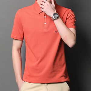 短袖体恤男士夏季新款翻领半袖中年商务休闲纯色百搭纯棉潮保罗衫图片