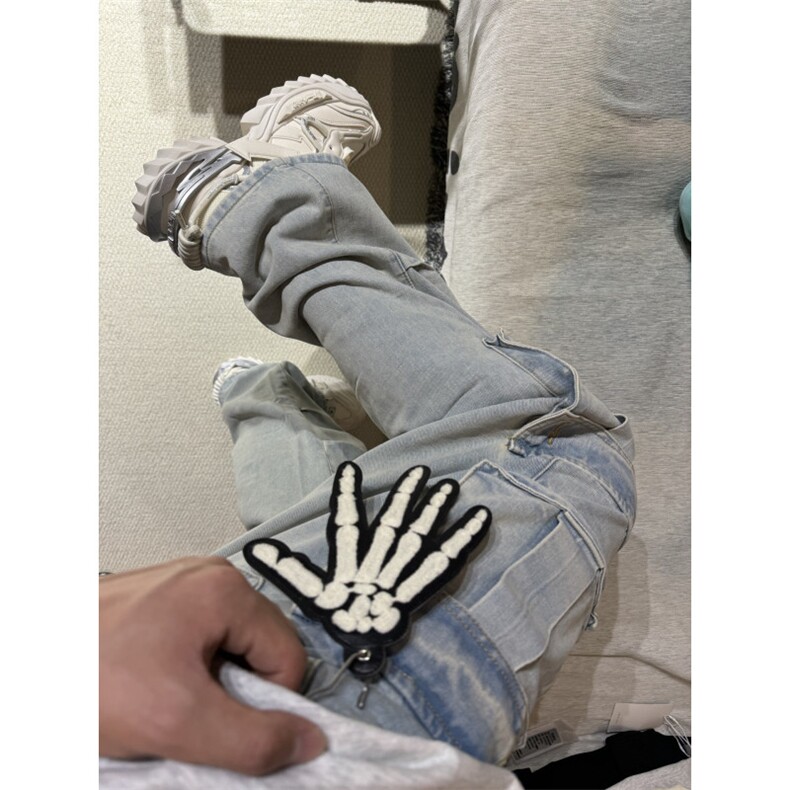 【有货】浅蓝色多口袋工装牛仔裤男款宽松美式裤子K8034LL-特P56,男装牛仔裤,星座1007（原301D）