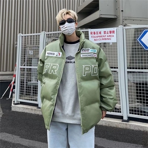 机车pu皮面棉服外套男美式复古高街高级感面包服 YW169 P85图片
