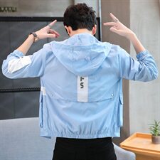 夹克男士连帽初中个性潮修身夏季修身薄款外套防晒服F919，男装夹克，星座509