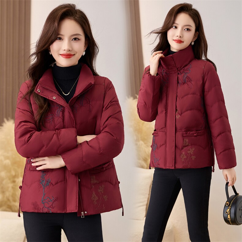 短款冬季绣花2025新款高级感小个子白鸭绒羽绒服，女装羽绒服，魅家