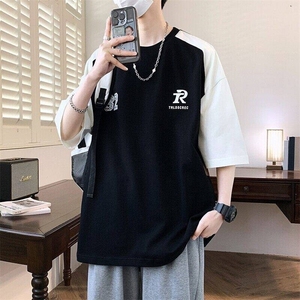 25160-特P40 夏季休闲时尚T恤男短袖打底衫青少年潮牌印花T恤图片
