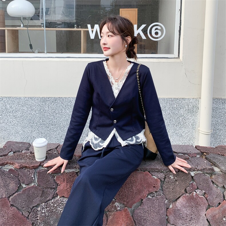 新品蕾丝假两件拼接卫衣+裤子套装2C236-9017-P185-K298,女装套装/套裙,2C236