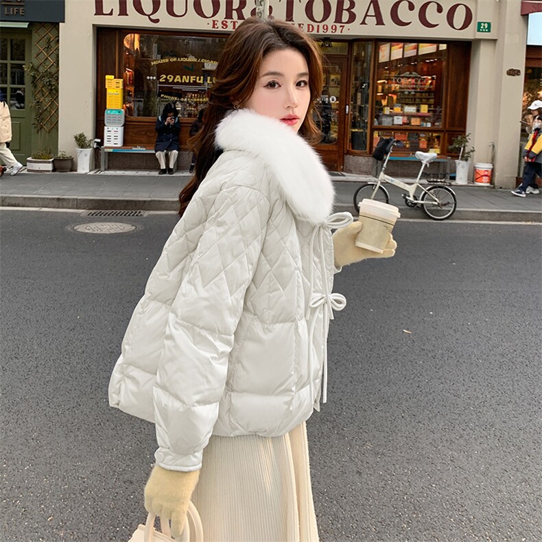 超好看蓝色短款羽绒服女2023冬季新款小个子加厚保暖白鸭绒外套潮,女装羽绒服,2C081