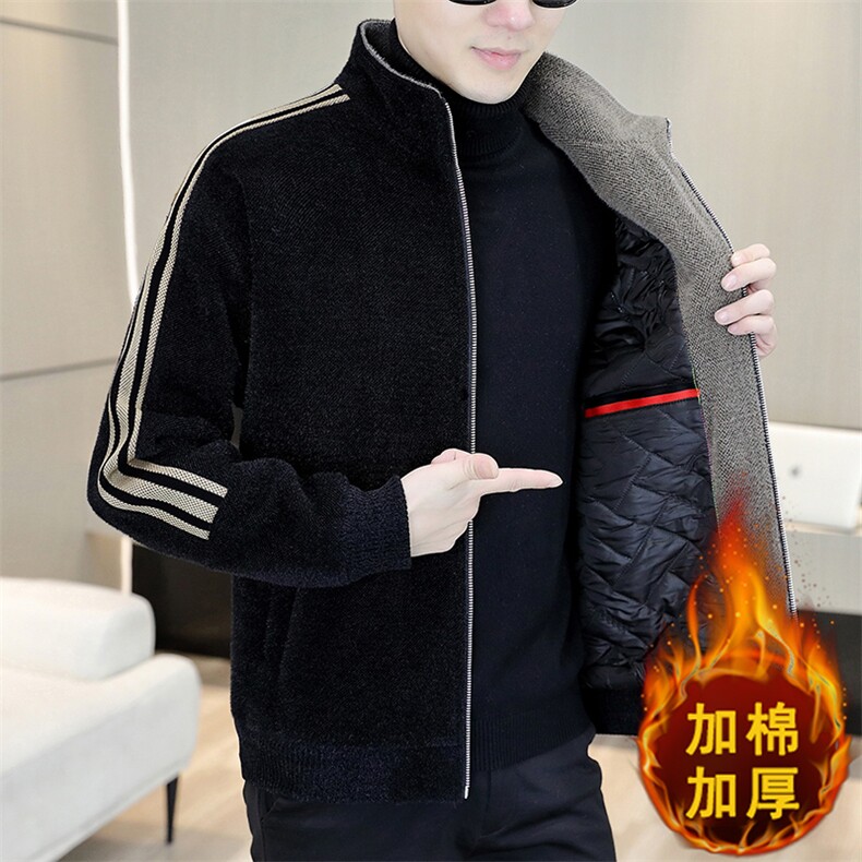 秋冬新款男士立领刺绣加棉加厚毛呢大衣短款夹克外套A76P145图片