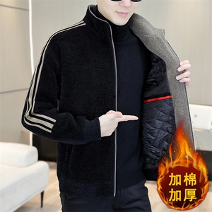 秋冬新款男士立领刺绣加棉加厚毛呢大衣短款夹克外套A76P145图片