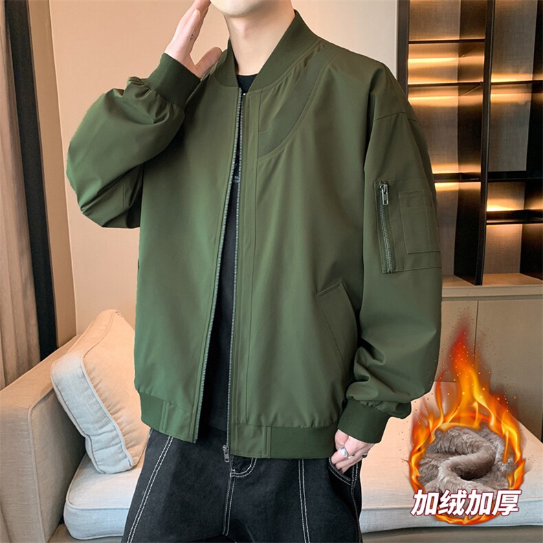 加绒加厚棒球服飞行员夹克宽松休闲工装外套JK88-P78加绒P88,男装夹克,星座308B-2