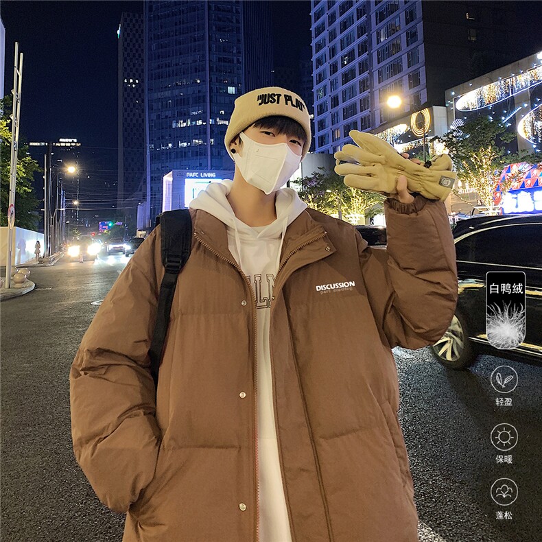 港风夜景时尚字母印花面包服白鸭绒羽绒服A247-YR193P195控258,男装羽绒服,电商A247