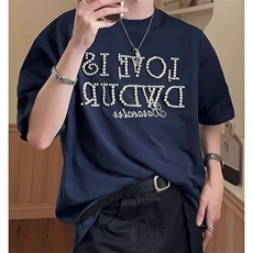 美式复古小众设计感立体珍珠字母短袖T恤男潮牌高级感T恤，男装T恤，星座506A