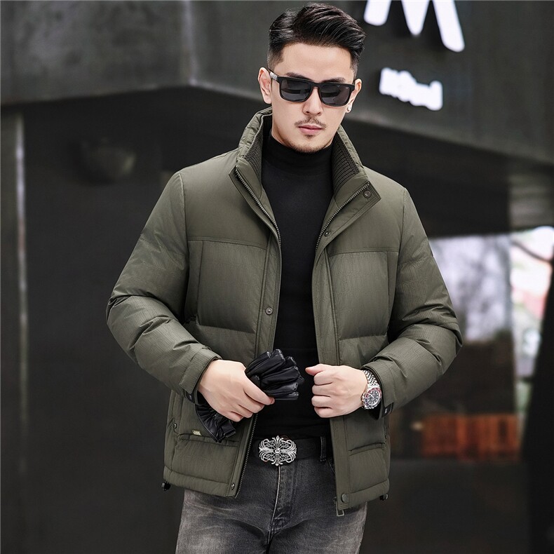 主推新款冬季短款90绒子白鹅绒羽绒服外套中年男装加厚鹅绒服夹克,男装夹克,钱塘723