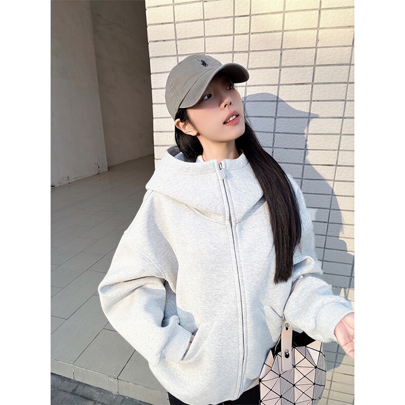 抖音得物高品质25秋冬美式高街宽松结构防风高领连帽卫衣外套W60，男装卫衣，电商A486