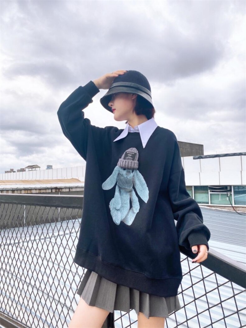 现货2021秋季新款长袖复合简约百搭卫衣，女装卫衣/绒衫，OGENI 欧葛妮