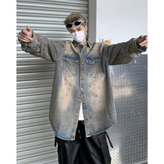 美式复古高街牛仔外套男春秋季高级感设计感小众潮翻领夹克JK985，男装工装外套，星座302B-2