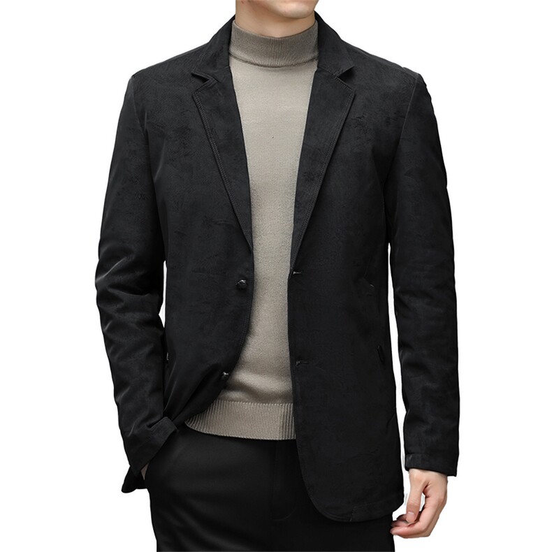 2023秋冬新款商务休闲中年男士翻领西服羽绒服SNNYR86R9628-P225图片
