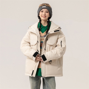 新标90白鸭绒简约休闲连帽工装外套纯色加厚羽绒服ESY0222-P230图片
