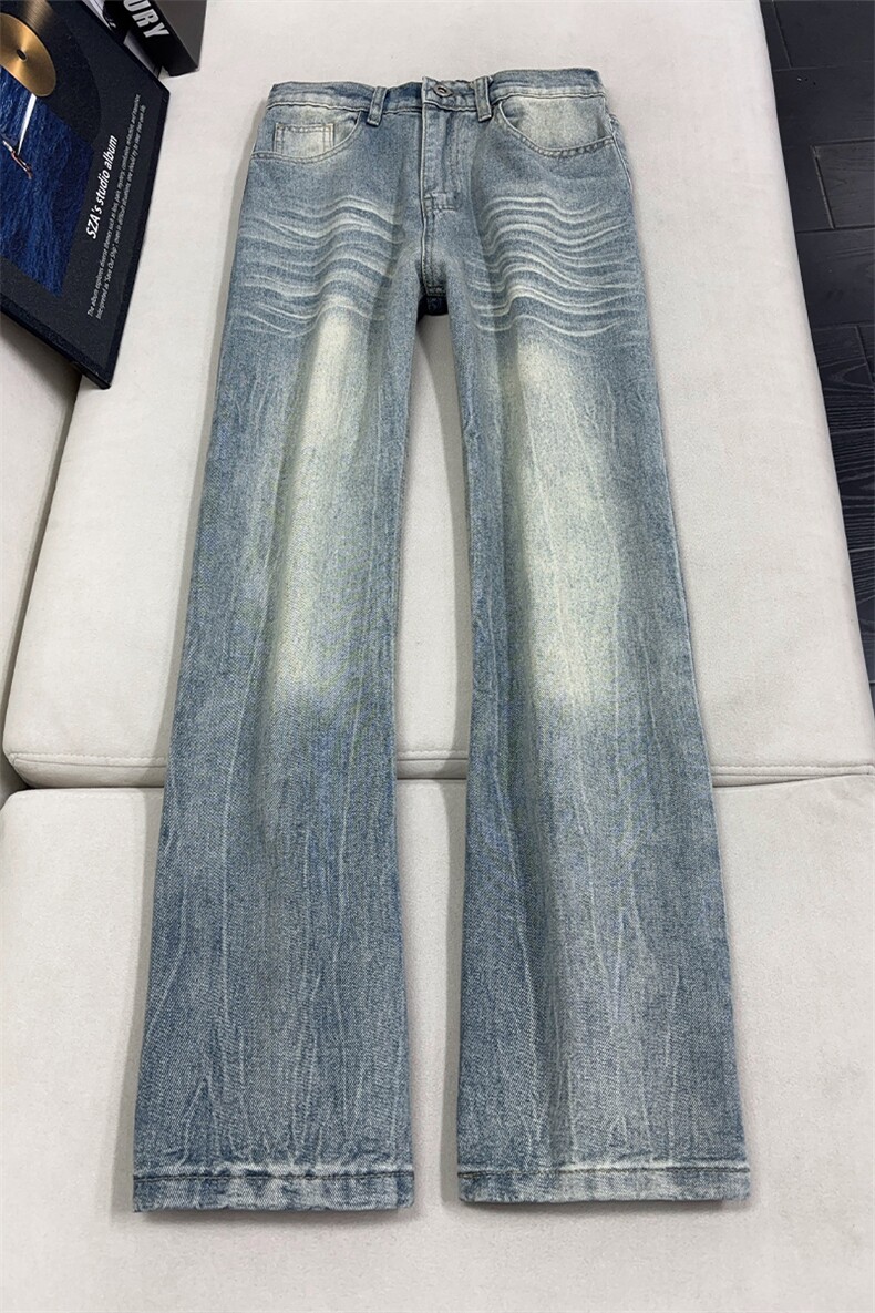 B221美式ins暗黑高街重工艺修身微喇牛仔裤LK25547-特P45控78,男装牛仔裤,电商B221