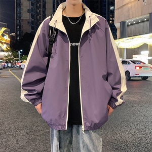 港风秋季新款宽松夹克男撞色立领上衣两面穿外套MYJ24-7907-P65图片