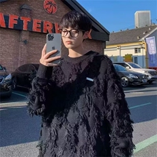 美式复古流苏毛衣设计感小众外套，男装针织衫/毛衣，星座506A