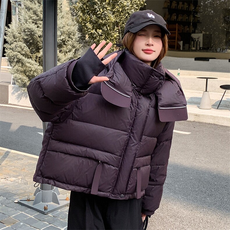 现货可推2025冬装新款加厚白鸭绒气质休闲宽松显瘦羽绒服女,女装羽绒服,时尚风爆