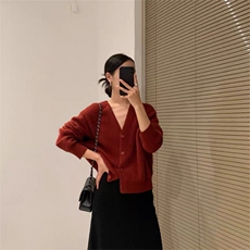 女士羊毛开衫V领纯色羊毛柔软保暖，女装羊毛衫，泰沅羊绒