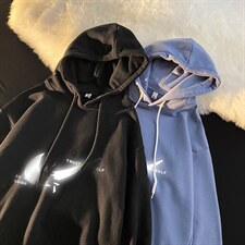 WY2111-P35加绒款-P40纯棉连帽卫衣男大码运动帽衫宽松薄外套男，男装卫衣，电商A040