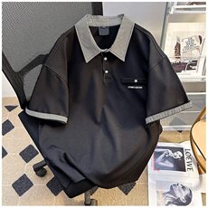 假两件polo衫短袖t恤男款2025新款夏季穿搭美式高级感痞帅上衣，男装Polo衫，星座601-1