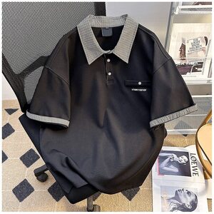 假两件polo衫短袖t恤男款2025新款夏季穿搭美式高级感痞帅上衣图片
