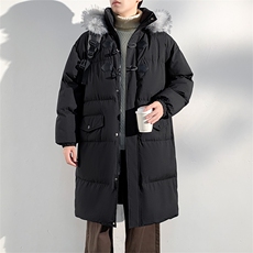 现货中长款棉衣男冬季加厚棉袄宽松连帽毛领棉服外套M107-P120，男装棉衣，星座308B-2