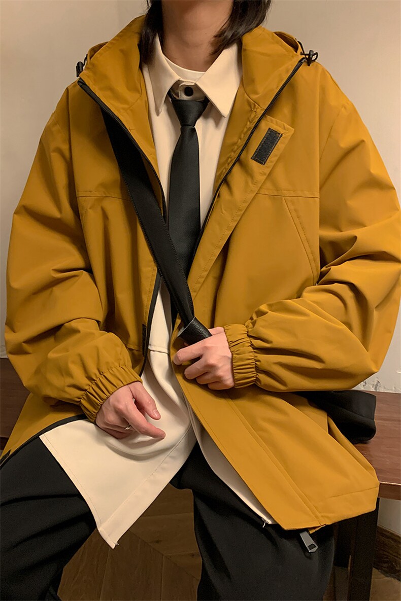 新款连帽冲锋衣夹克男山港风潮流宽松休闲外套A238-JK2305-P68,男装夹克,星座717