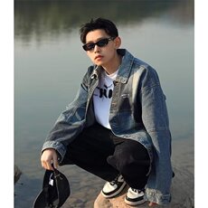 N1213-P50牛仔外套男日系潮牌复古拼色ins夹克拼接小众，男装工装外套，电商B323A