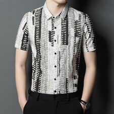 夏季新款纯棉2022中年男士短袖衬衫休闲免烫爸爸装衬衣上衣，男装衬衫，电商B212（原钱塘6029）