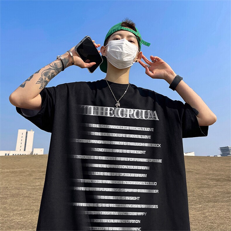 抖音得物二开现货供应220克夏装重磅美式高街宽松短袖t恤MT95,男装T恤,电商A486-1