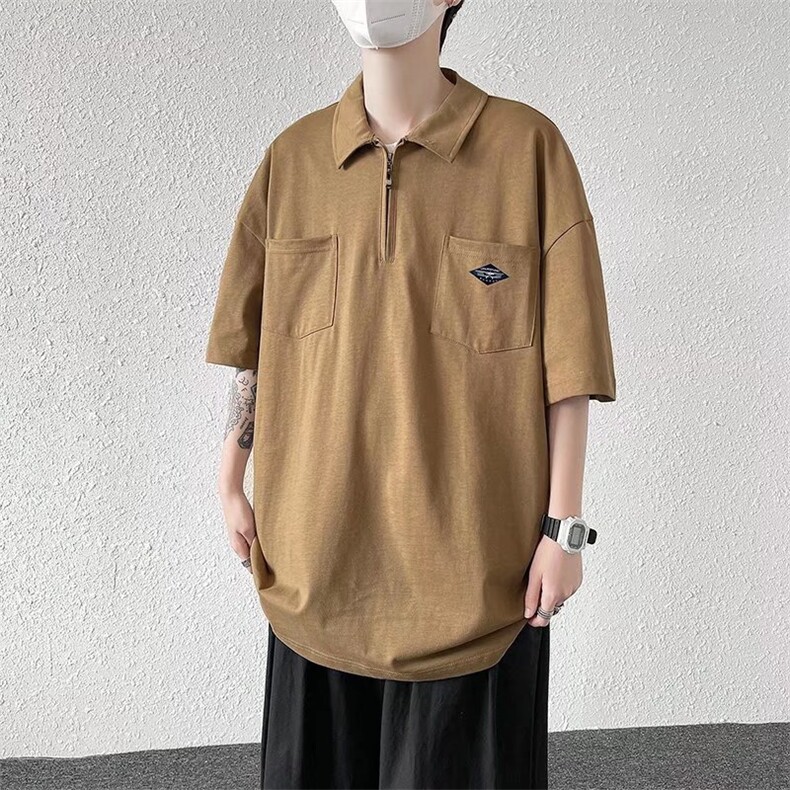 POLO衫男港风潮流宽松百搭2026夏季新款ins个性T恤WB074-P38图片