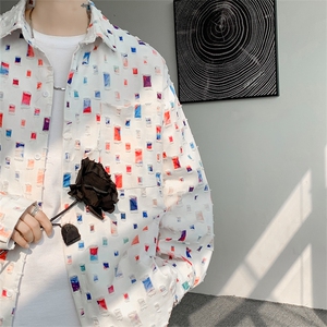 现货秋季特批50新款高品质破洞衬衫抖音品质CS7842-P50控78