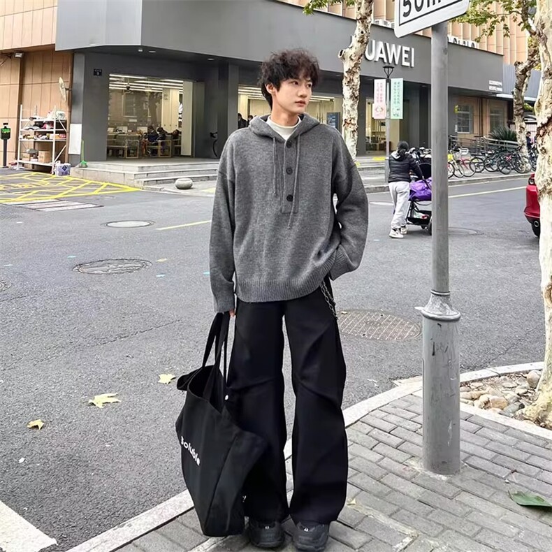 1506-1/GL1050/P57半开衫卫衣外套慵懒风宽松针织衫上衣,男装针织衫/毛衣,星座1506A