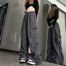 美式辣妹工装裤休闲裤女秋季垂感显瘦直筒阔腿裤拖地长裤QK86-P40，男装工装外套，星座1008-1