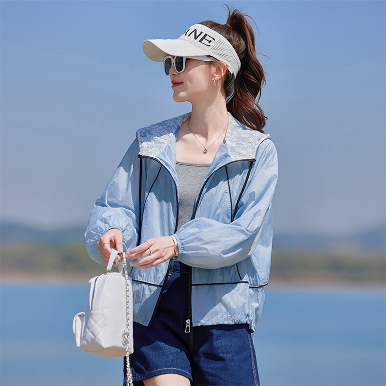 夏季冰丝防晒衣女拼色2026新款小个子防紫外线休闲开衫外套涂层型，女装防晒衣，靓衣阁
