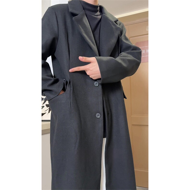 有货～冬季韩版垫肩拖地高级感超长款男女毛呢大衣外套NZ669批145,男装毛呢大衣,星座1004-6