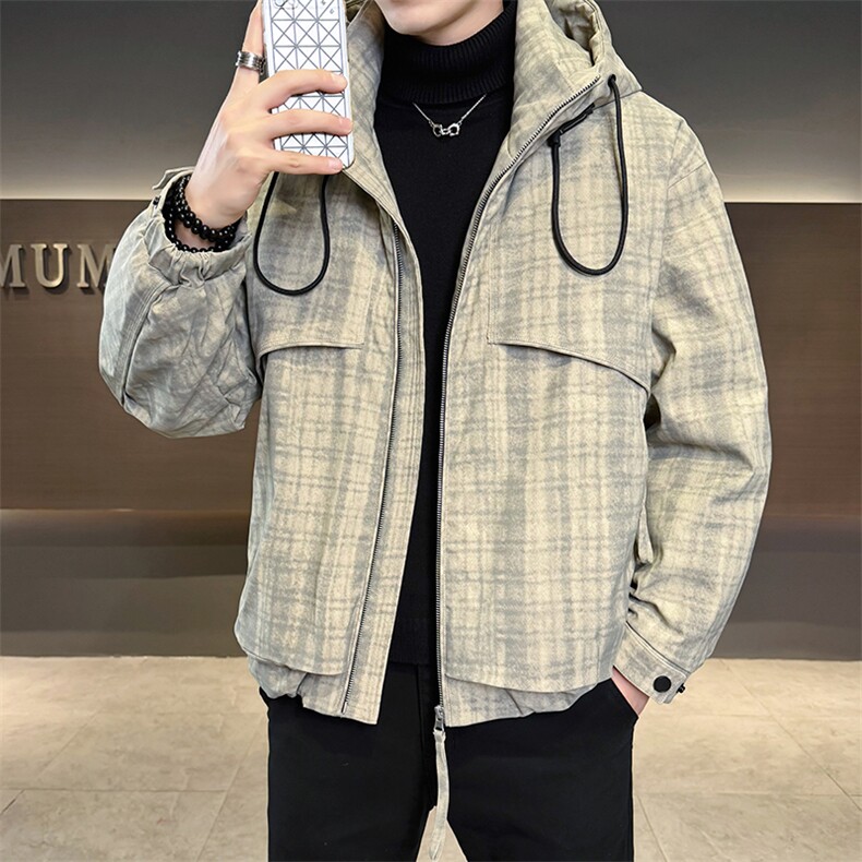 90新标冬季白鸭绒羽绒服暗格复古连帽保暖时尚外套YR9129-P319,男装羽绒服,电商D342