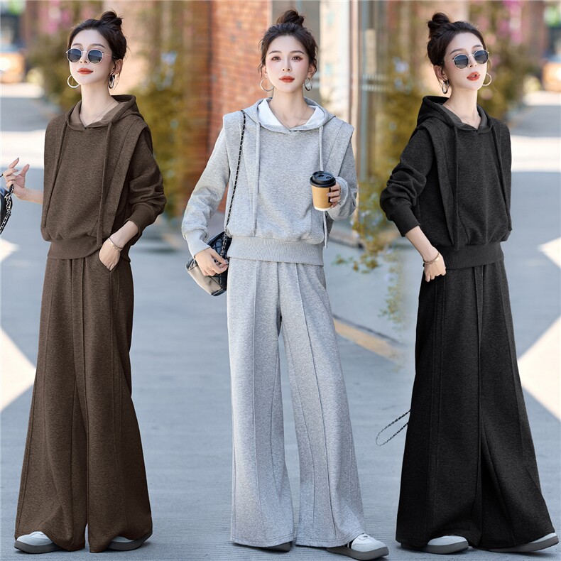 现货休闲套装秋季卫衣阔腿长袖网红显瘦宽松时尚春秋气质小个子，女装套装/套裙，琦鑫阁（原依鑫阁）