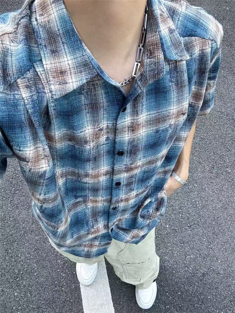 主推可谈可谈可谈CT25102批38现货款杭州货夏季短袖衬衫,男装衬衫,星座1004-6