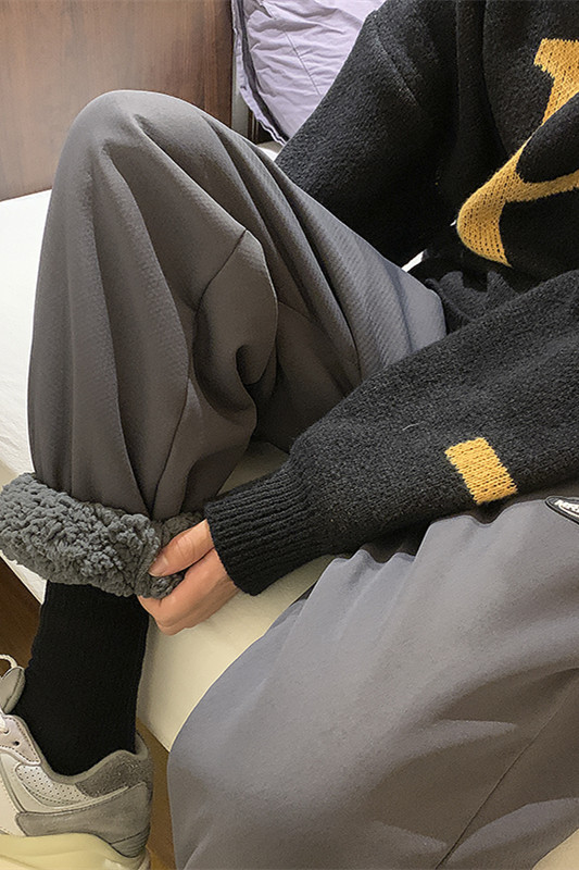 冬季羊羔毛防风束脚贴标休闲裤XZ604-KP47-P55控68,男装休闲裤,星座604