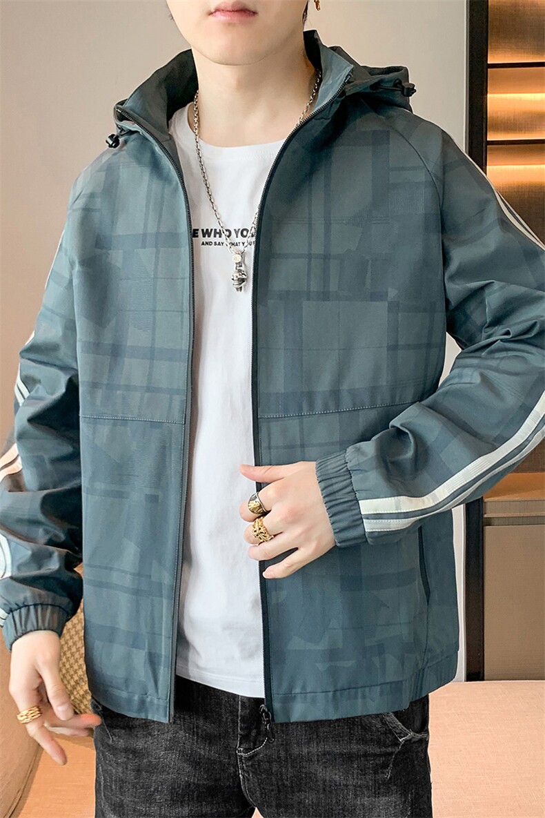 店主风宽松夹克百搭落肩简约连帽两面穿上衣外套YHJK-8817-P60,男装夹克,星座717