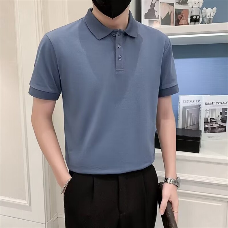 2024新款夏季短袖男装有领保罗翻领POLO衫商务纯色纯白色简约百搭,男装Polo衫,星座1013