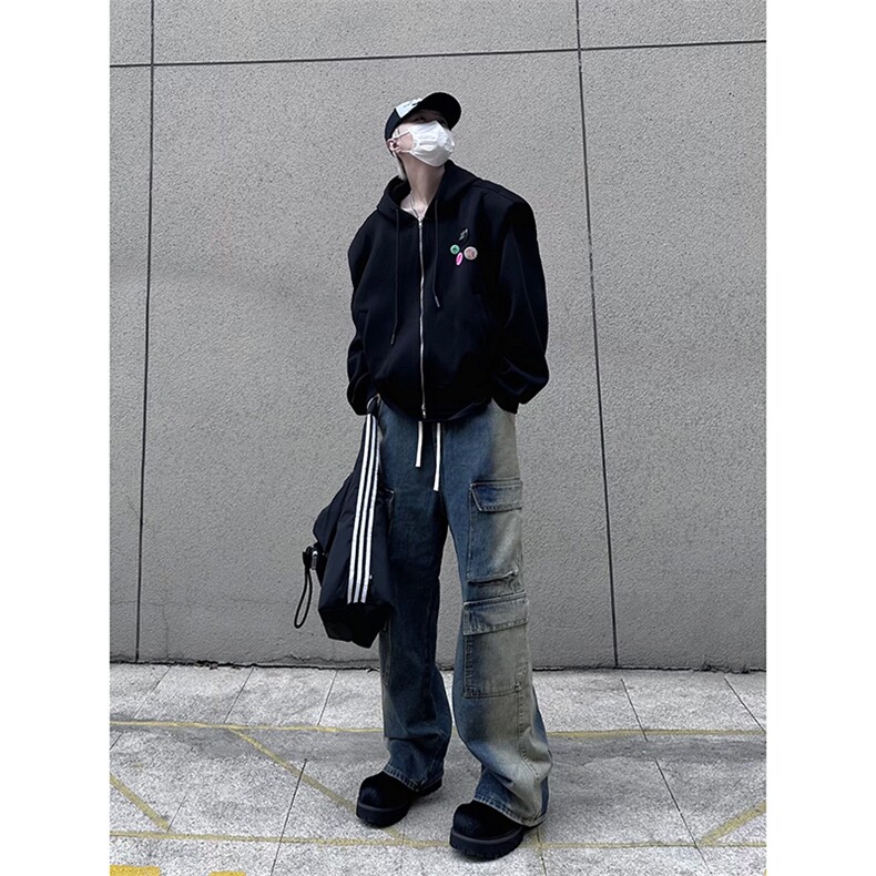 B221 美式ins高街重工艺宽松做旧工装牛仔裤子 LK23143-P80 控108图片
