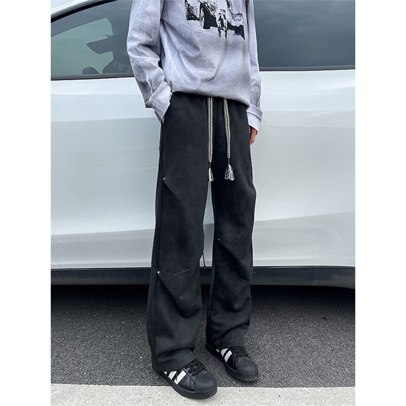 8XL-M 美式扎染脏脏弯刀卫裤男阔腿裤子直筒运动长裤K9126P48控68图片